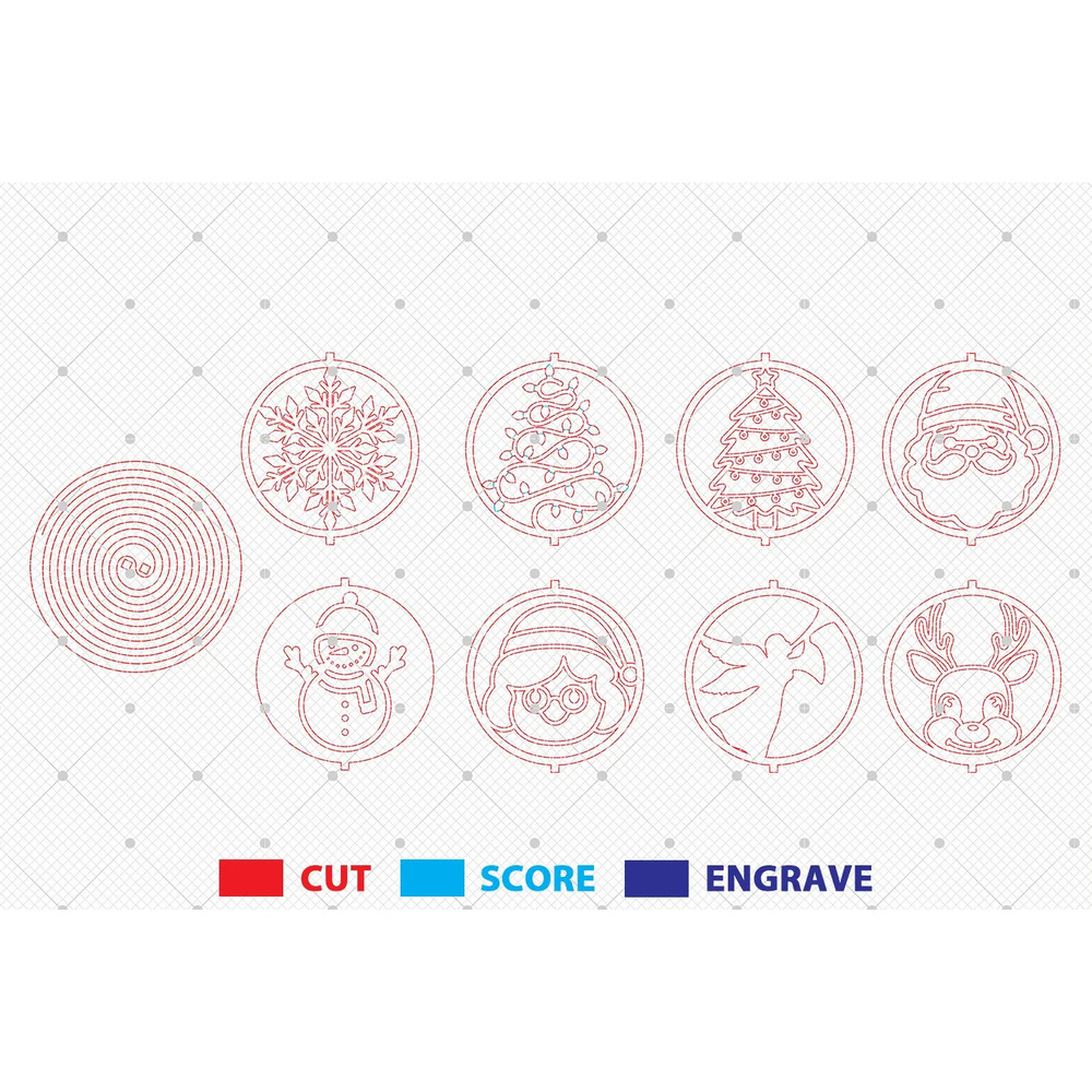 3D Spiral Christmas Ornament Laser Cut File SvgChristmas Scene Wood Sign Svg Santa Ornament Svg Chr 1