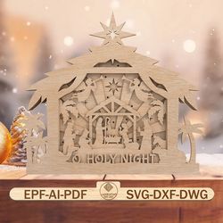 3d multilayer christmas nativity scene cut files svg