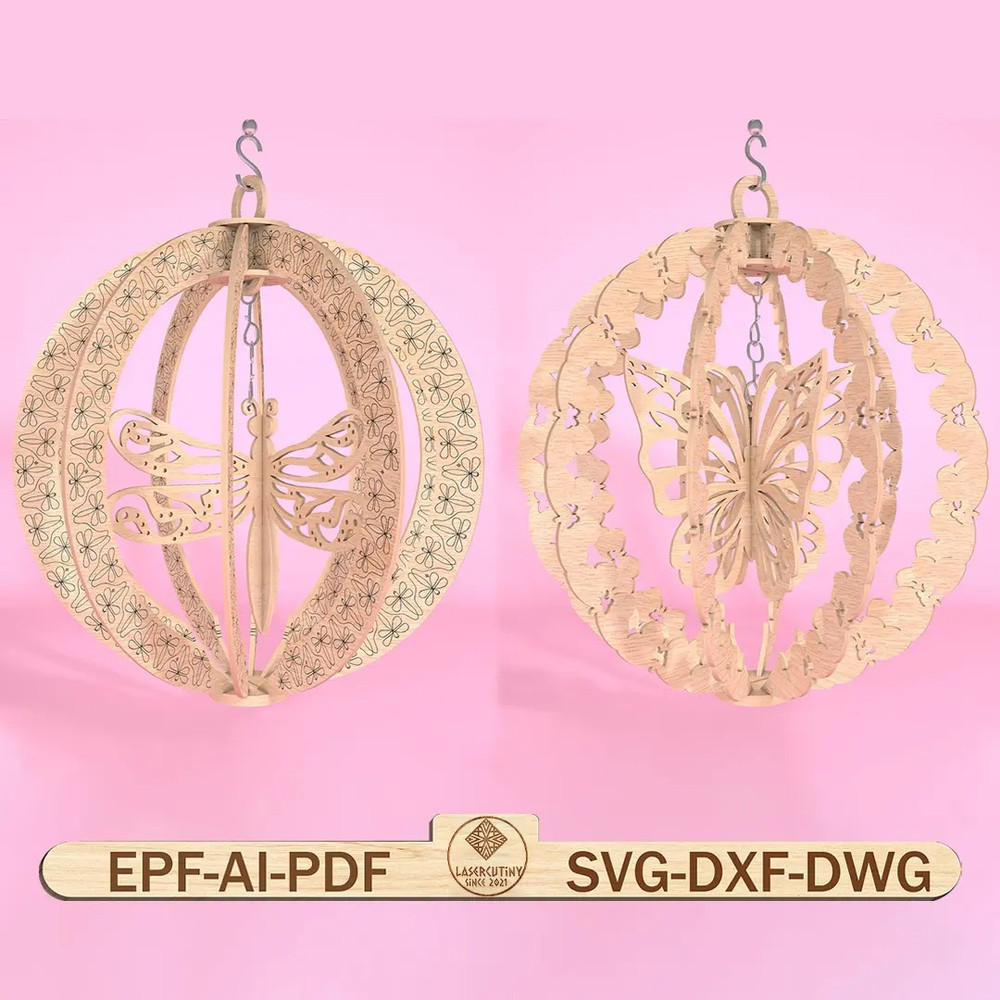 Butterfly Wind Spinner Laser Cut File Svg Butterfly Ornaments Wind Spinner SvgButterfly Wind Spinne 0