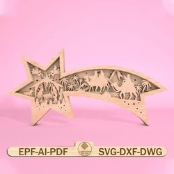 nativity scene layered wooden svg,nativity 3d multilayer standing cut files svg ,christmas 3d laser cutting file