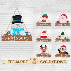 christmas snowman door hanger svg,snowman door sign svg ,christmas welcome sign svg,happy christmas svg