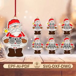 personalized christmas family ornament laser cut file svg ,santa claus christmas ornament svg,christmas wood sign svg