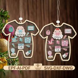 personalized baby first christmas ornament svg, christmas gifts for baby boy or baby girl,4d shake babies ornament svg