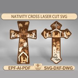 nativity cross standing wood sign svg, nativity scene sign svg, cross svg