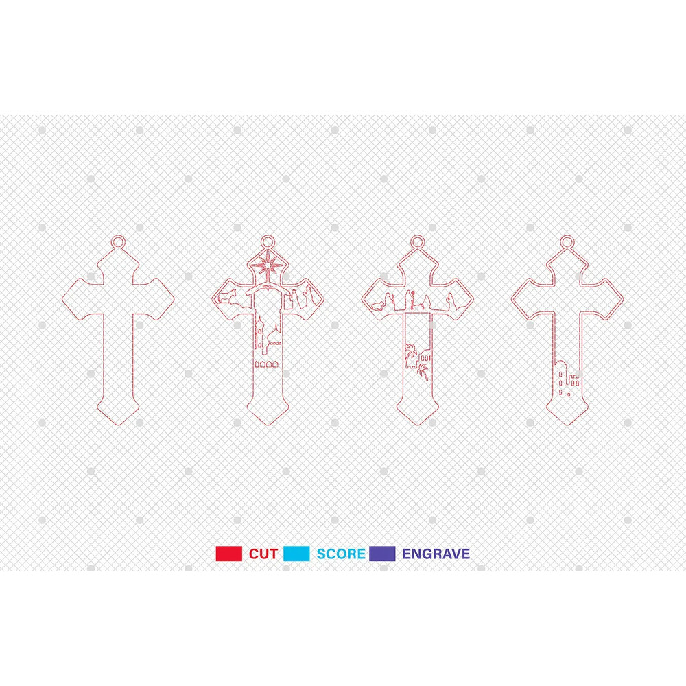 Nativity Cross Ornament Cut File Svg Nativity Scene Ornament Svg Christmas Ornament Svg 1