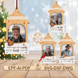 personalized cardinal bird and butterfly lantern ornament svg,memorial ornament svg,christmas gift svg,remembrance svg