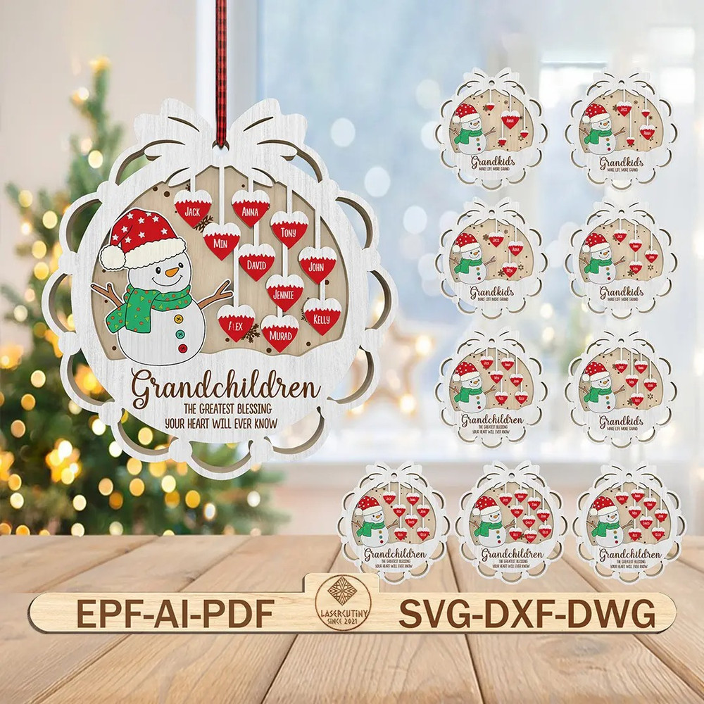 Personalized Grandchildren The Greatest Blessing Your Heart Will Ever Know Ornament Svg Christmas S 0