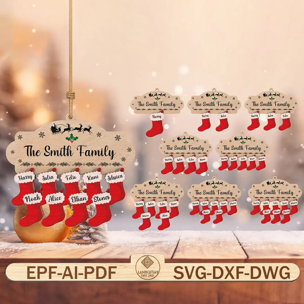 Sock Family Svg Sock Stocking Hanger Svg Customize Family Name Svg Personalized Member Name Svg Fam 0