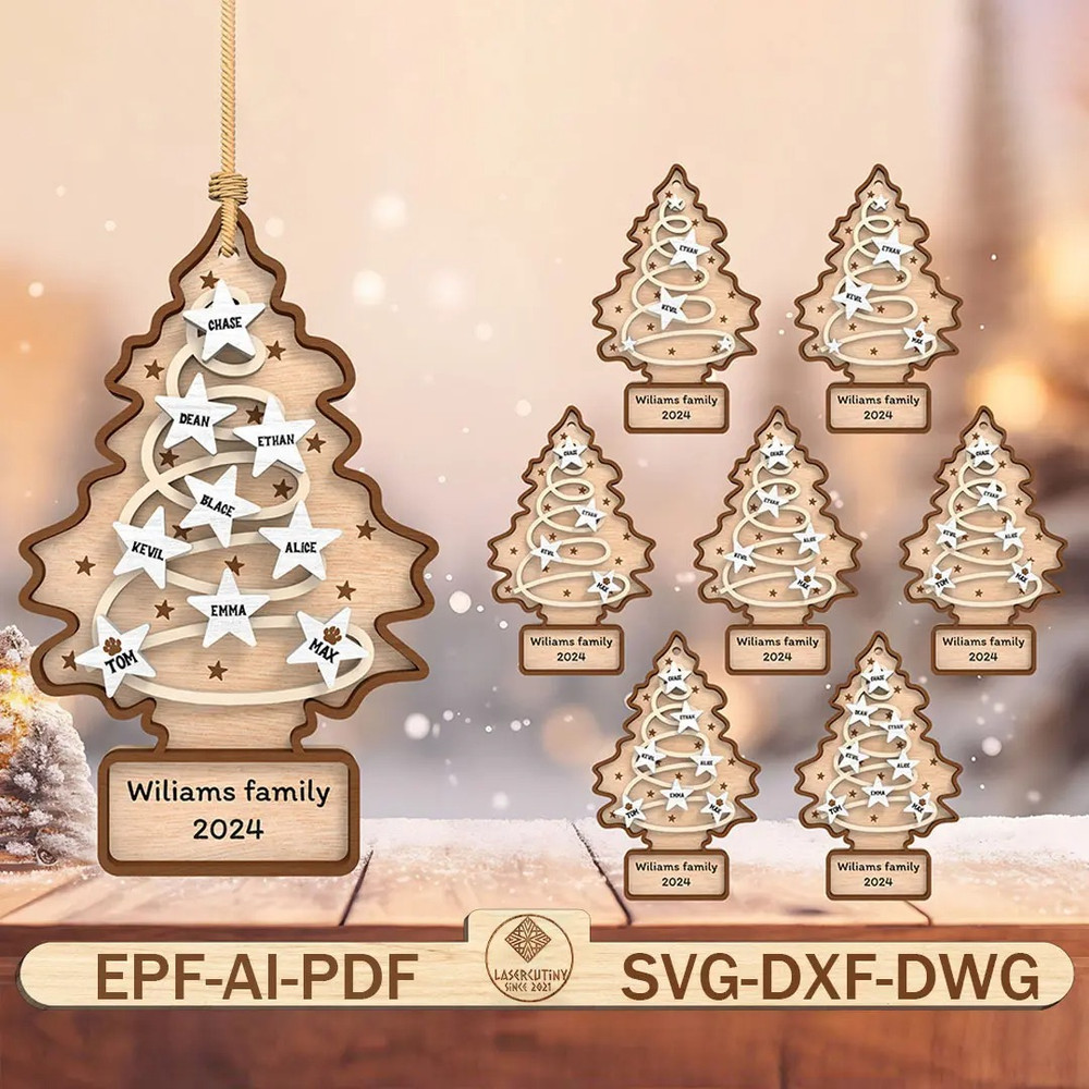 Family Tree Svg Member Name Svg Christmas Tree Svg Personalized Name Svg Customize Name Svg Decorat 0