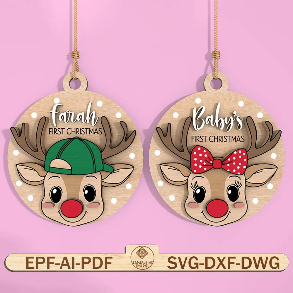 Personalized Christmas Ornament SvgChristmas Ornament Svg First Christmas Hanger SvgReindeer Detal 0
