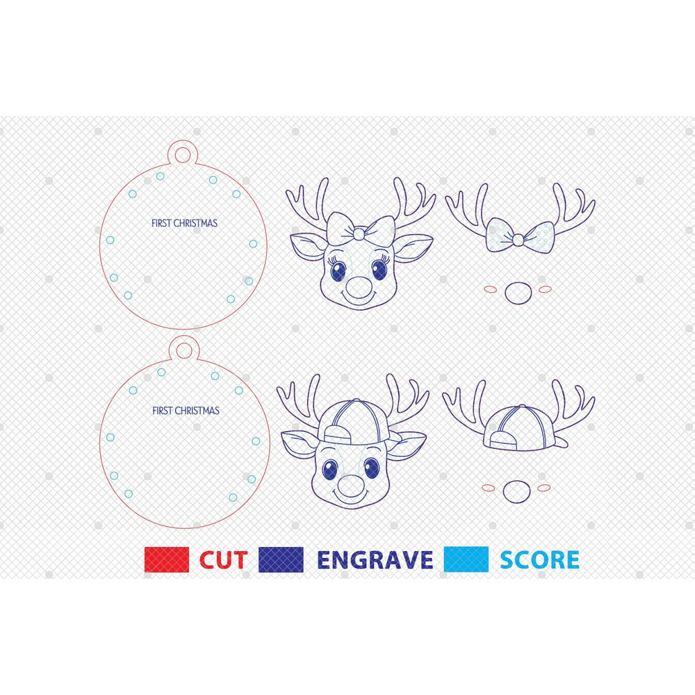 Personalized Christmas Ornament SvgChristmas Ornament Svg First Christmas Hanger SvgReindeer Detal 1