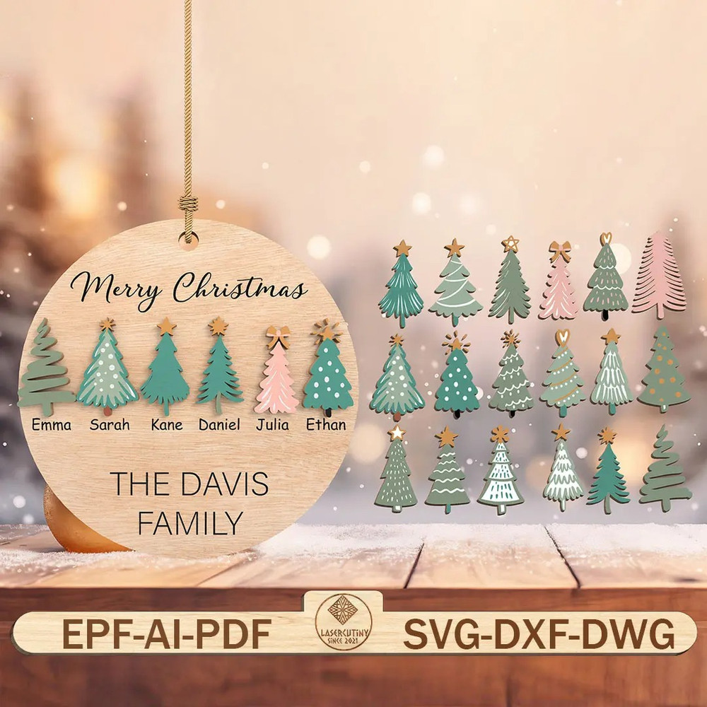 Family Christmas Ornament Personalized Name Ornament Svg Round Christmas Ornament Svg Sublimation D 0