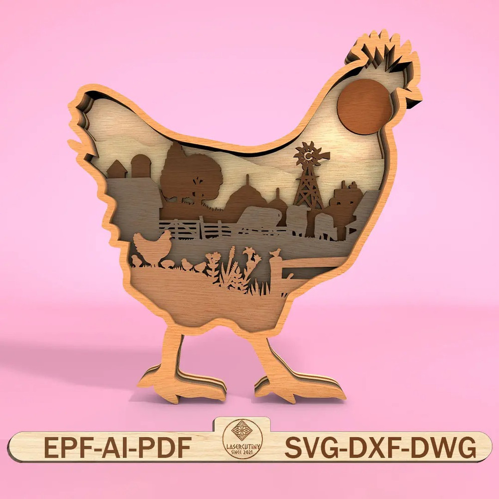 Chicken Stand Decor Multilayer 3D Laser Cut Files SVG 0