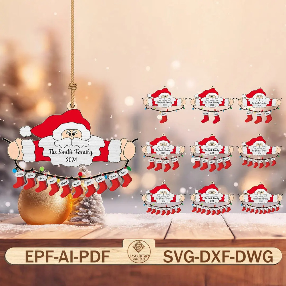 Merry Christmas Sock Family Svg Sock Stocking Hanger Svg Custom Family Name Svg Personalized Member 0