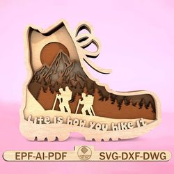 multilayer hiking adventure laser cut file ,climbing cut files svg,layered wooden 3d svg