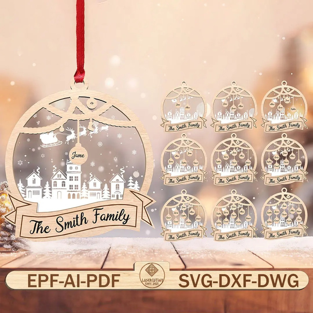 Personalized Family Christmas Ornament Svg Christmas Tree Wood SignChristmas Decor Christmas Orname 0