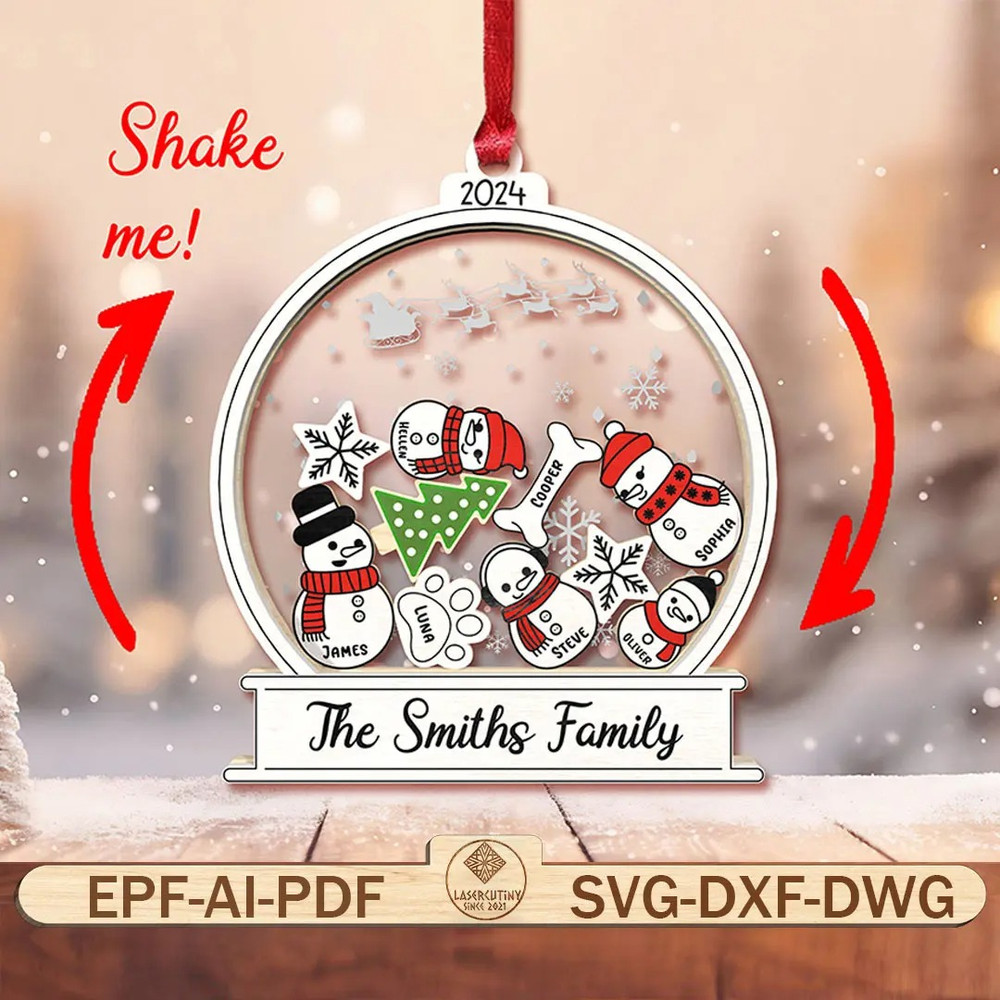 Christmas Ornament Laser Cut FilesThe Smiths Family Christmas Ornament SvgSnowman Christmas Ornamen 0