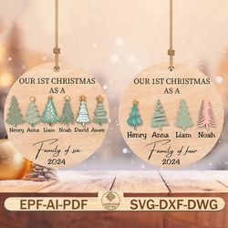 personalized christmas family ornament cut file svg ,christmas tree ornament svg,christmas ornament svg,christmas gift