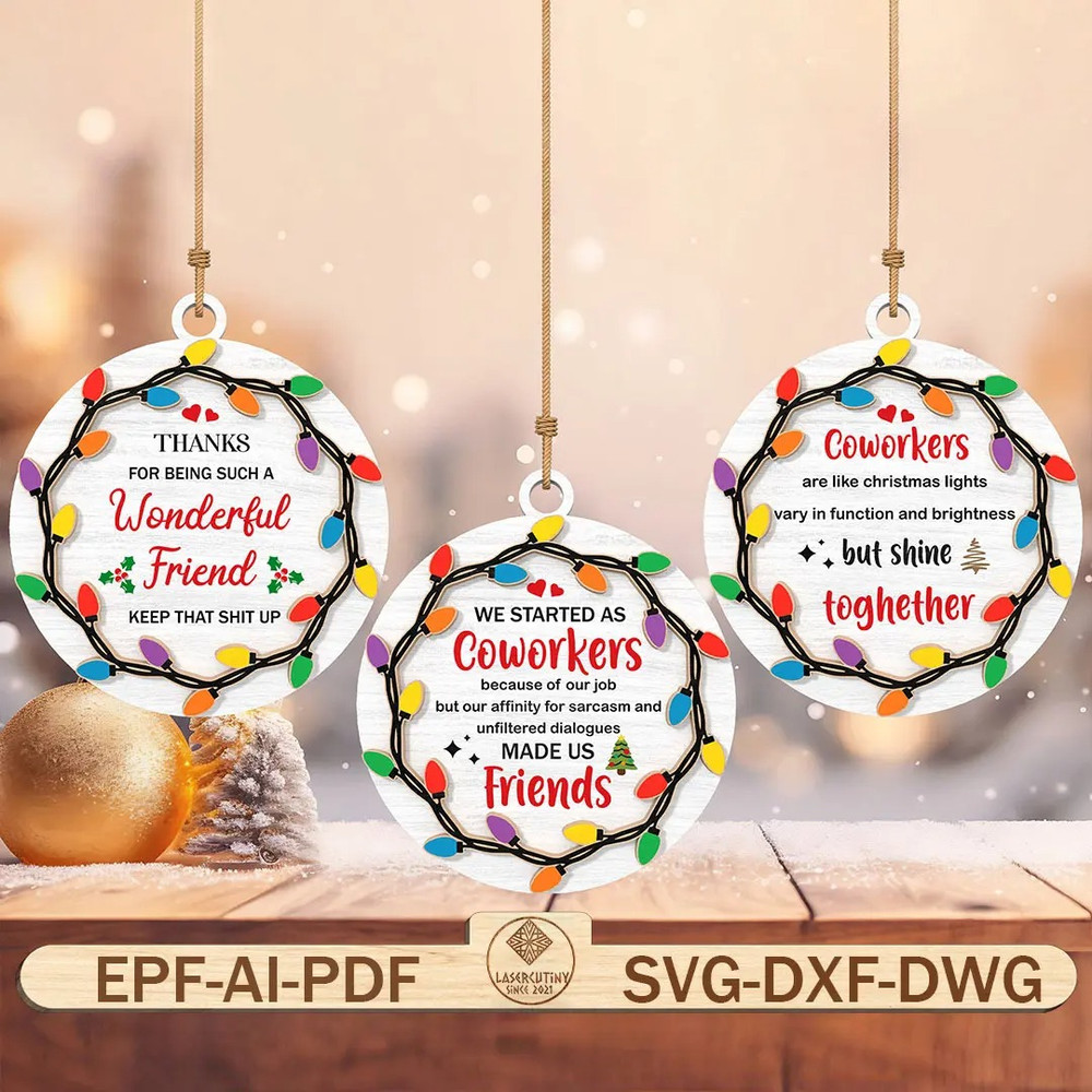 Best Friend Ornament Laser Cut File SvgChristmas Light SvgFunny Christmas Ornament SvgChristmas Woo 0