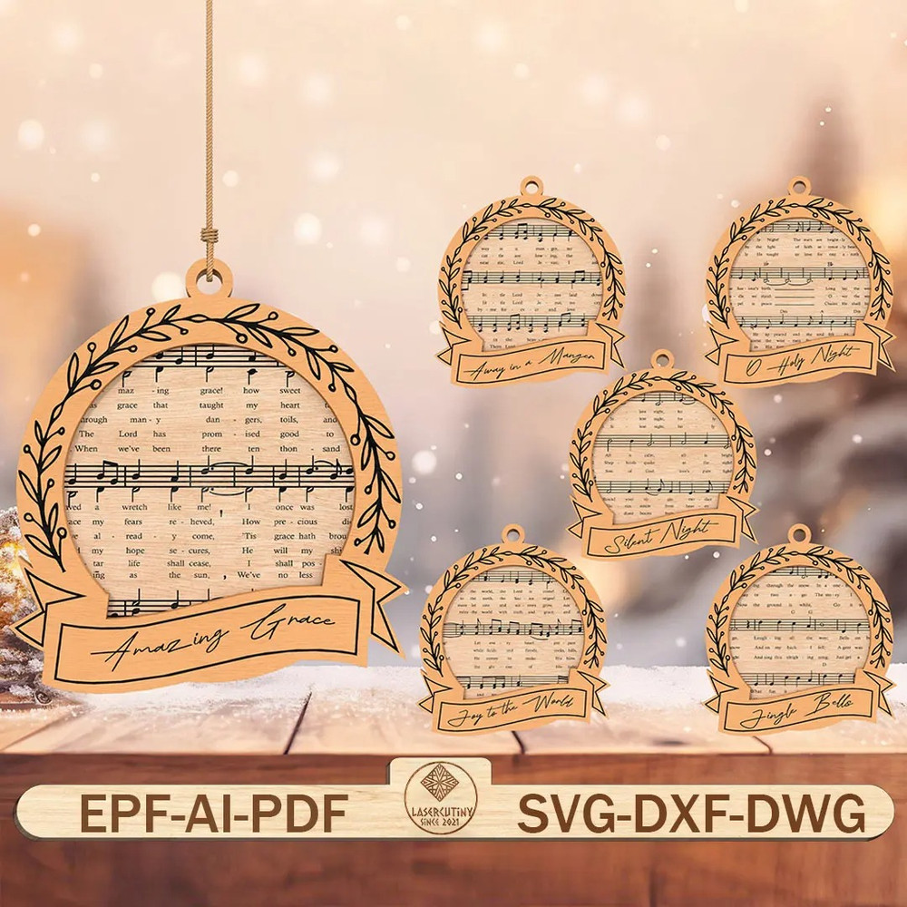 Christmas Sheet Music Ornaments SvgSheet Music Ornament SvgChristmas Wood Ornament Christmas Gift S 0