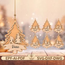 personalized animal forest ornament svg,christmas tree ornament laser cut file svg,christmas ball ornament svg