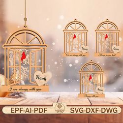 personalized memorial ornament svg, christmas ornament laser cut files