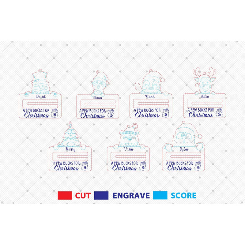 Money Holder Ornament Laser Cut FilesMerry Christmas Money Holder Cut File SvgSanta Ornament SvgChr 1