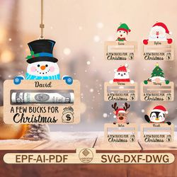 money holder ornament laser cut files,merry christmas money holder cut file svg,santa ornament svg,christmas money gift