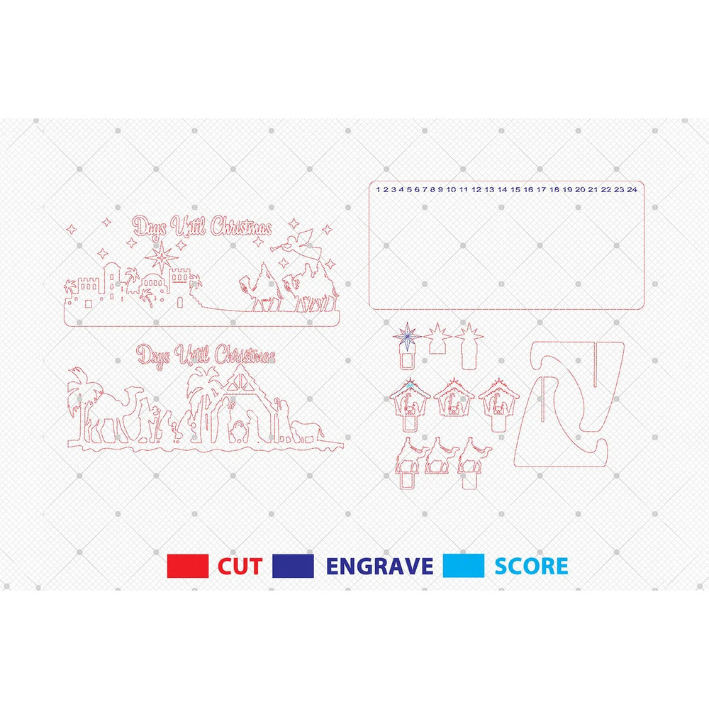 Nativity Scene Countdown Standing Cut File SVGSliding Christmas Calendar SvgDay Until Christmas Svg 1