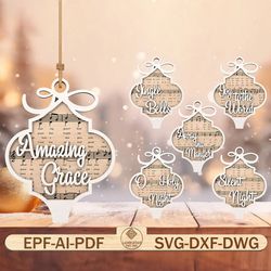 christmas sheet music ornaments cut file svg ,christmas song ornament svg ,christmas wood ornament svg, christmas gift