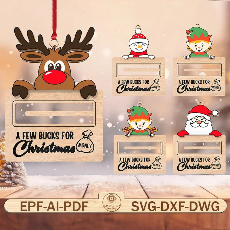 Money Holder Ornament Laser Cut FilesSanta Ornament SvgMerry Christmas Money Holder Cut File SvgChr 0