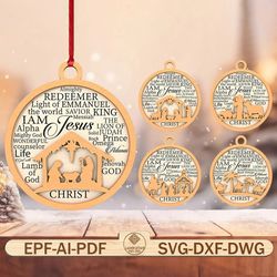 nativity scene ornament laser cut file svg,christmas ball ornament svg,christmas ornament svg