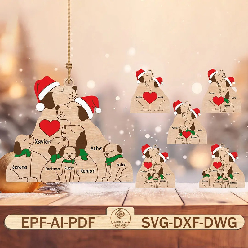 Personalized Family Dog Ornament Cut File SVG Family Christmas Ornament SvgDog Christmas Ornament 0