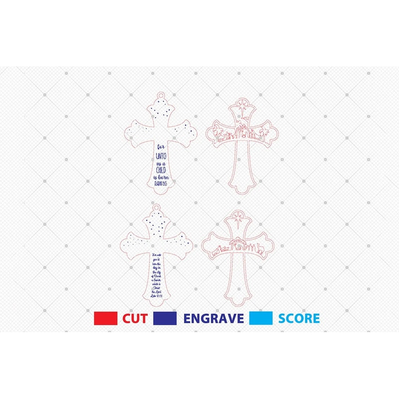 Cross Wood Ornament Svg Cross Nativity Ornament Layer Cut Files Svg 1