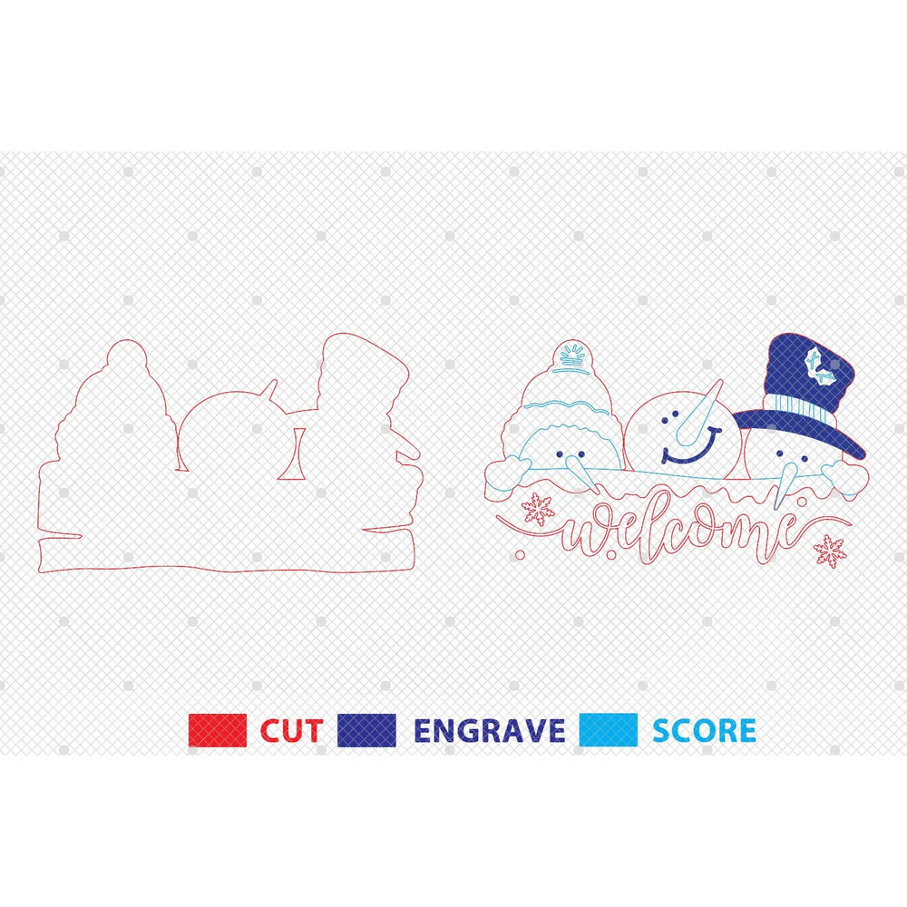 Sign Door Svg Door Hanger Svg Lasercut File Svg Welcome Svg Christmas Snowman Svg Christmas Welcome 1