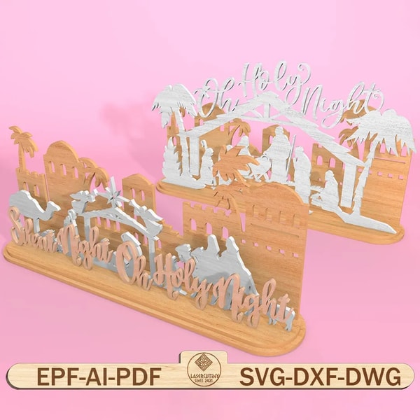 Nativity Christmas Laser Cut File Svg Nativity Scene Standing Layer Cut Files SvgNativity Scene Lay 0