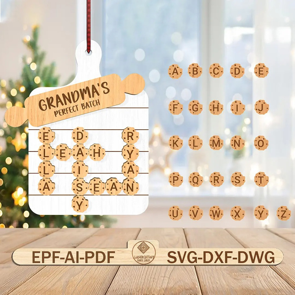 Personalized Grandmas Perfect Batch Ornament Svg Christmas Cookie Crossword Scrabble Ornament Svg C 0