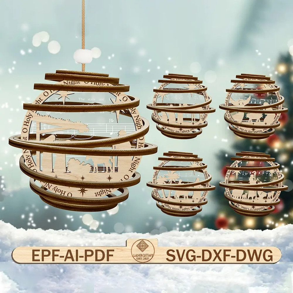 Spiral Nativity Scene Ornament SvgMusic Sheet Nativity Ornaments SvgChristmas Ornament SvgChristian 0
