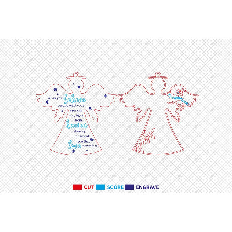 Angel Cardinal Christmas Ornament Laser Cut Files Angel Ornament SvgMemorial Ornament Svg Christmas 1