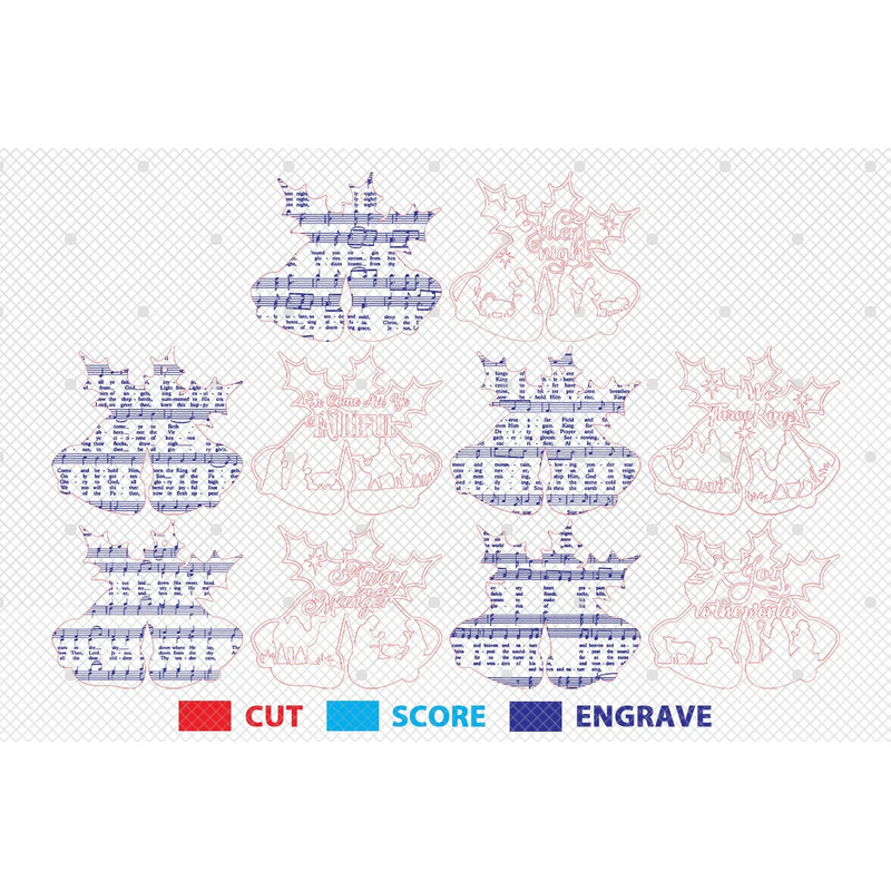 Music Sheet Nativity Ornaments Cutfile Svg Christmas Bell Ornament Svg Christian Ornament Svg Nativ 1