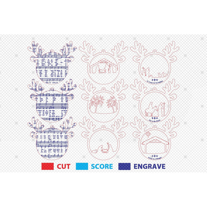 Music Sheet Nativity Ornaments Cutfile Svg Christmas Deer Ornament Svg Christian Ornament Svg 1