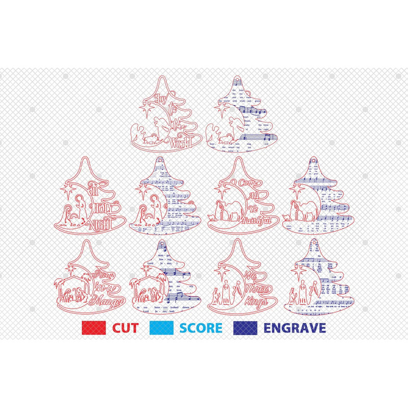 Christmas Music Sheet Ornament Svg Christmas Song Lasercut File Svg Nativity Scene Svg Wooden Chris 1