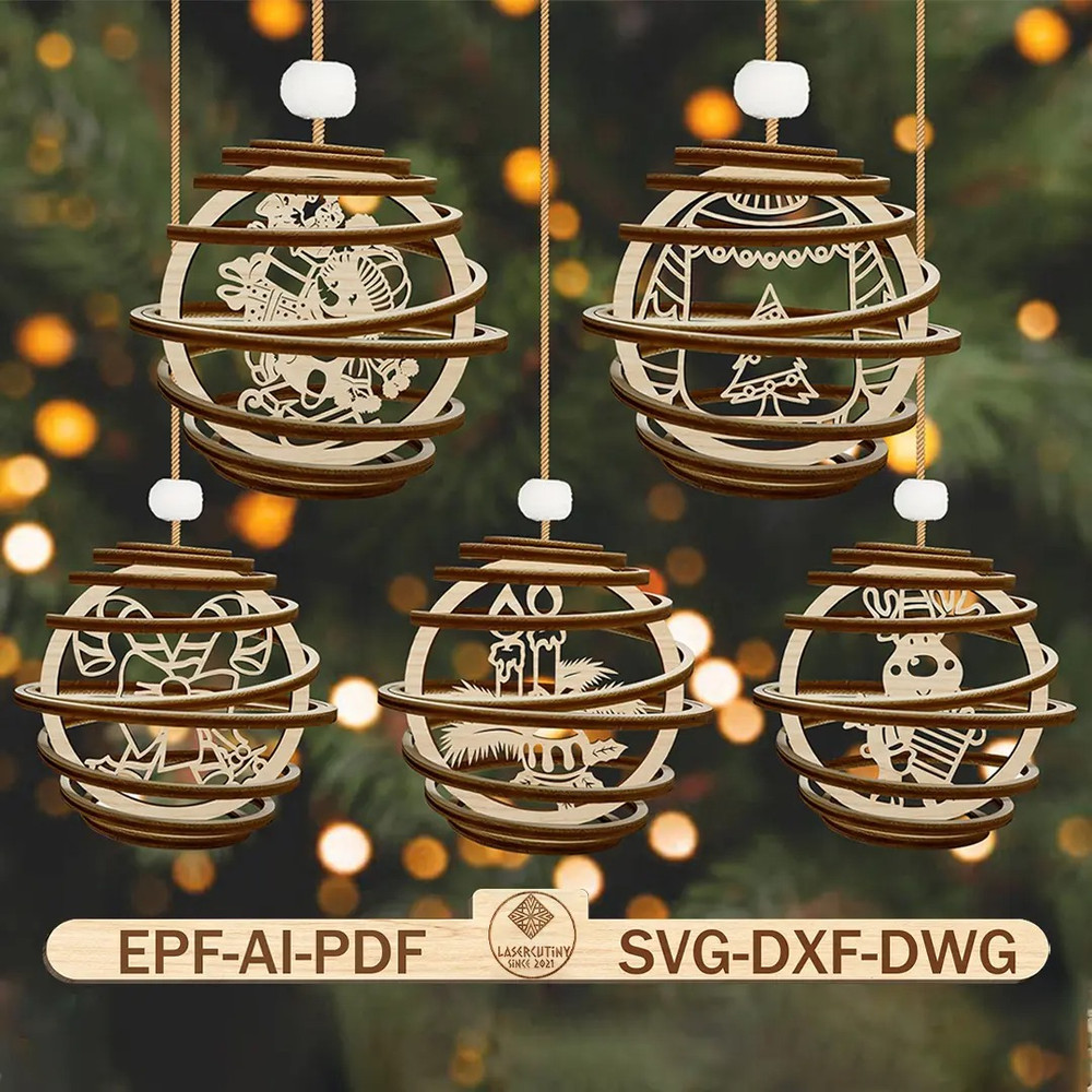 Spiral Christmas Ornament Cutfile Svg Funny Christmas Ornament Svg Cute Reindeer SvgCute Snowman Sv 0