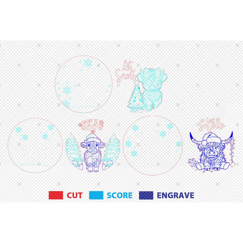 Highland Cow Sign Door Svg Merry Christmas Door Hanger Lasercut File Svg Let It Snow Svg Wooden Rou 1