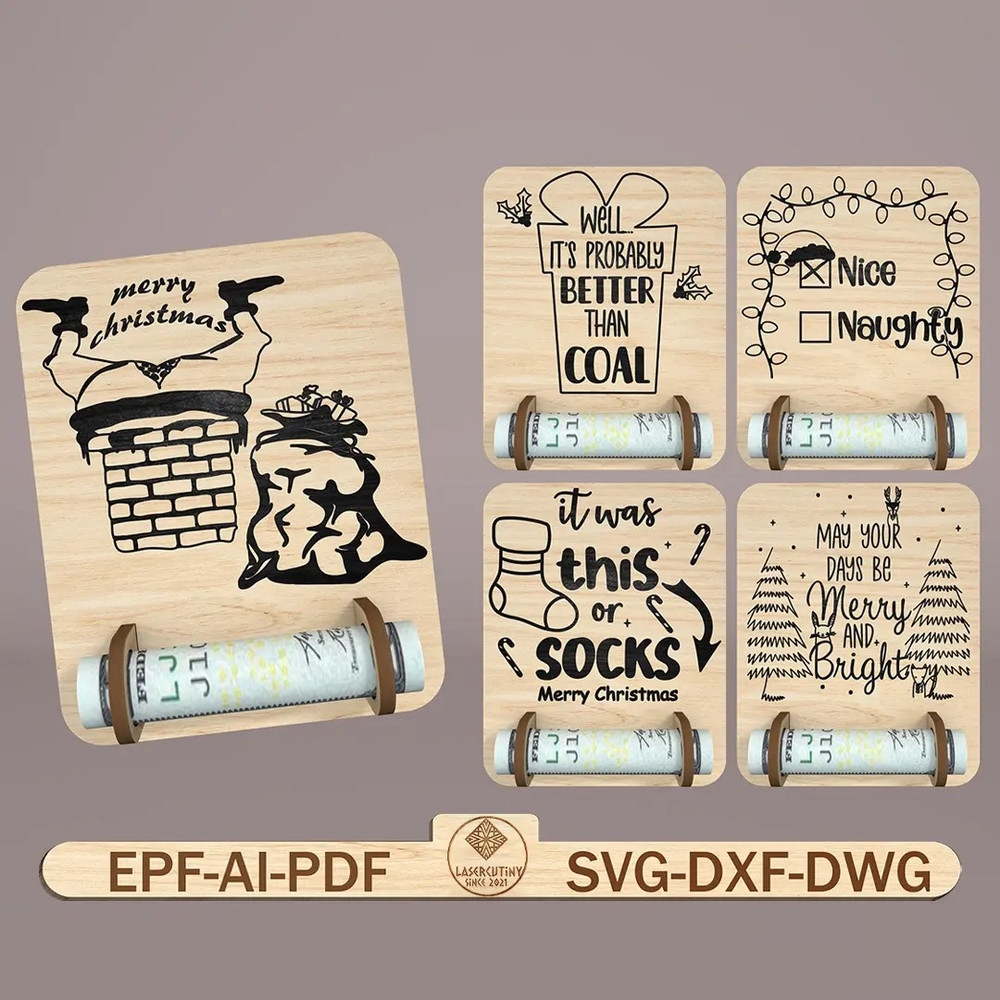 Christmas Money Holder Ornament Laser Cut Files Money Sign Christmas Ornament Svg Money Holder Svg 0