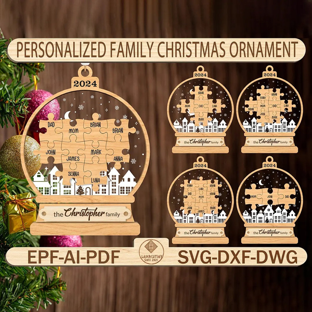 Personalized Family Christmas Ornament SvgFamily Christmas Ornament SvgWooden Christmas Ornament Ch 0