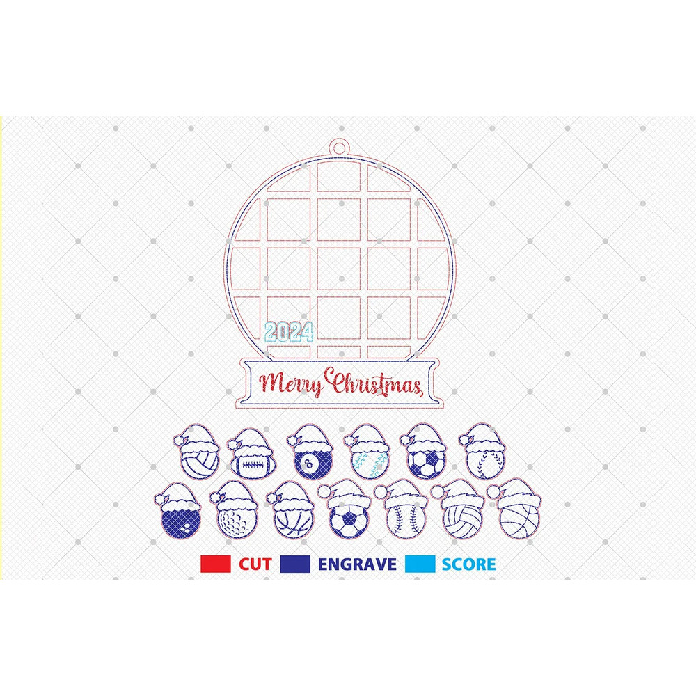 2024 Personalized Sport Ball Type Ornament Svg Customize Name Sport Player Svg Merry Christmas Lase 1