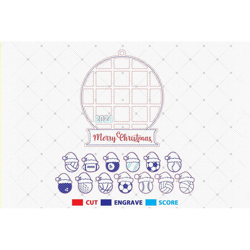 2024 Personalized Sport Ball Type Ornament Svg Customize Name Sport Player Svg Merry Christmas Lase 1