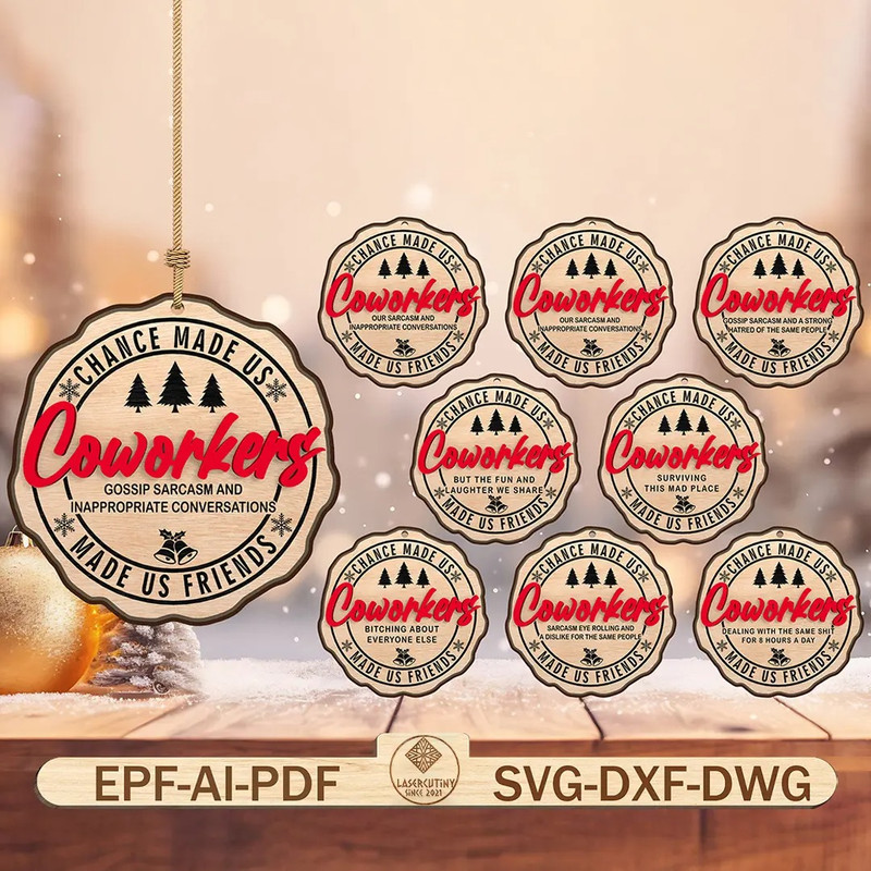 Chance Made Us Coworkers Ornament Svg Coworker Made Us Friends Hanger Svg Merry Christmas Lasercut 0