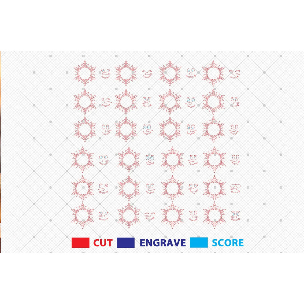 Merry Christmas Snowflake Ornament Svg Funny Snowman Face Bundle Hanger Svg Lasercut File Svg 1